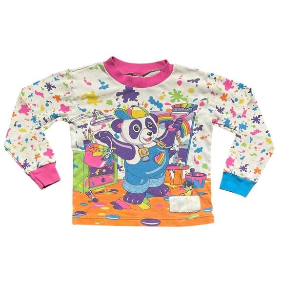 Vintage Lisa Frank Panda Painter AOP Long Sleeve Shirt - Picture 1 of 5
